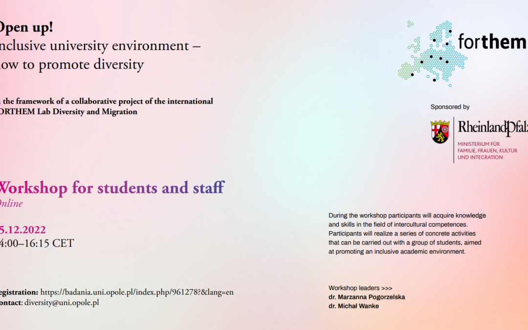 Warsztaty FORTHEM –  White Privilege. How to see the invisible i Open up!  Inclusive university environment –  how to promote diversity