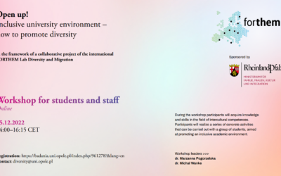 Warsztaty FORTHEM –  White Privilege. How to see the invisible i Open up!  Inclusive university environment –  how to promote diversity
